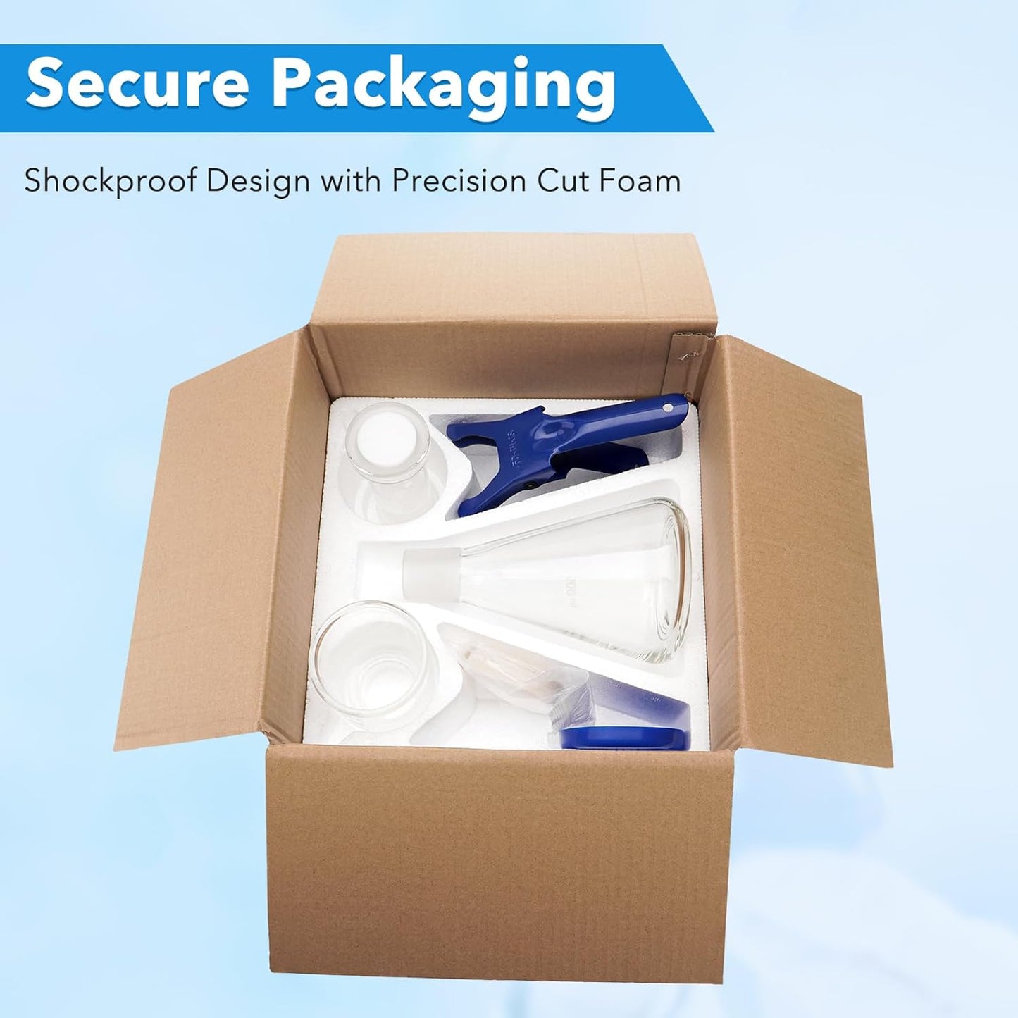 FOUR E'S SCIENTIFIC 500 mL Lab Vacuum Filtration Distillation Apparatus, Filtering Kit with 500ml Glass Vacuum Flask, 300ml Graduated Funnel, 100 Pcs Filter Paper