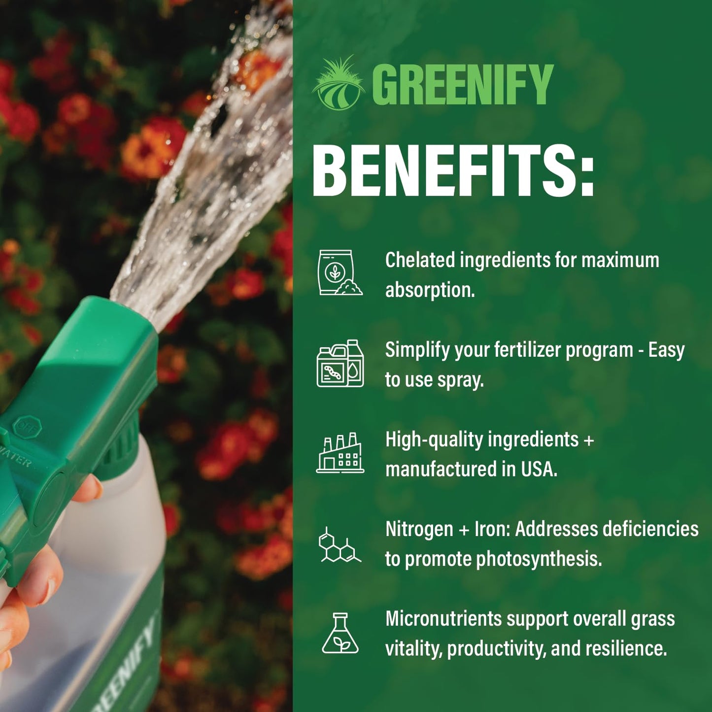 Humboldts Secret Greenify | 12-0-0 Nitrogen & 6% Iron Liquid Lawn Fertilizer | Concentrated Fertilizer Spray - Liquid Nitrogen Fertilizer - Chelated Iron Fertilizer, Liquid Iron for Lawn | 32 oz