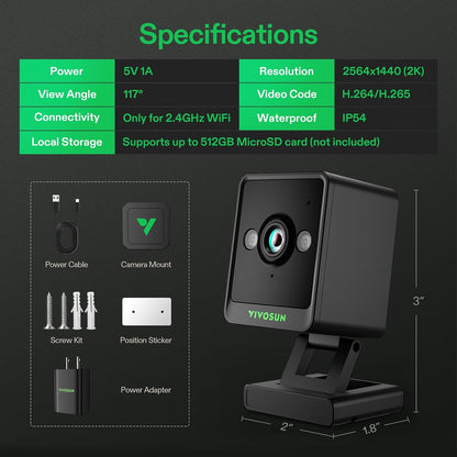 VIVOSUN GrowCam C4, 2K QHD WiFi Smart Camera for Grow Tent & Smart Grow Box