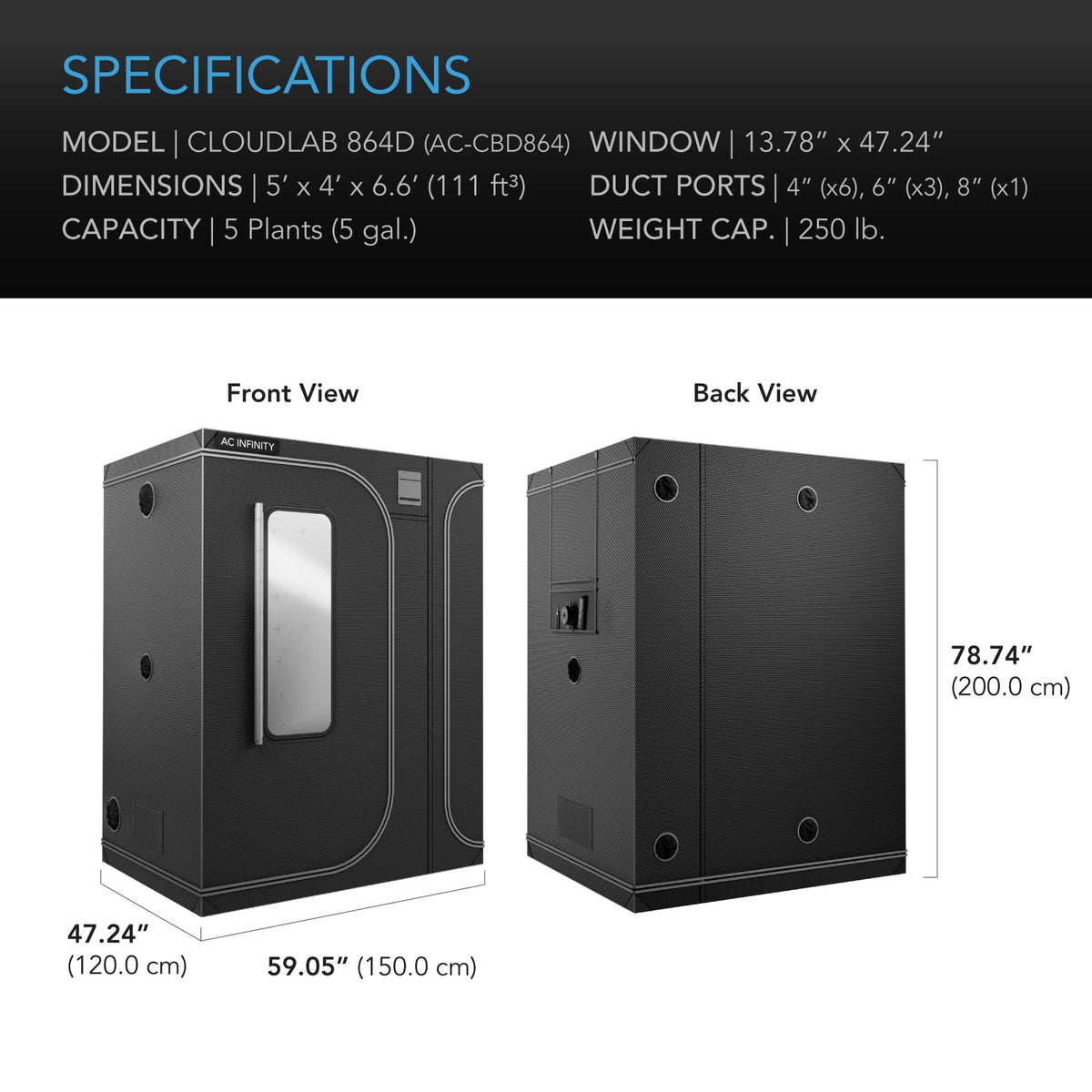 AC Infinity CLOUDLAB Grow Tents, Size and Layout Options