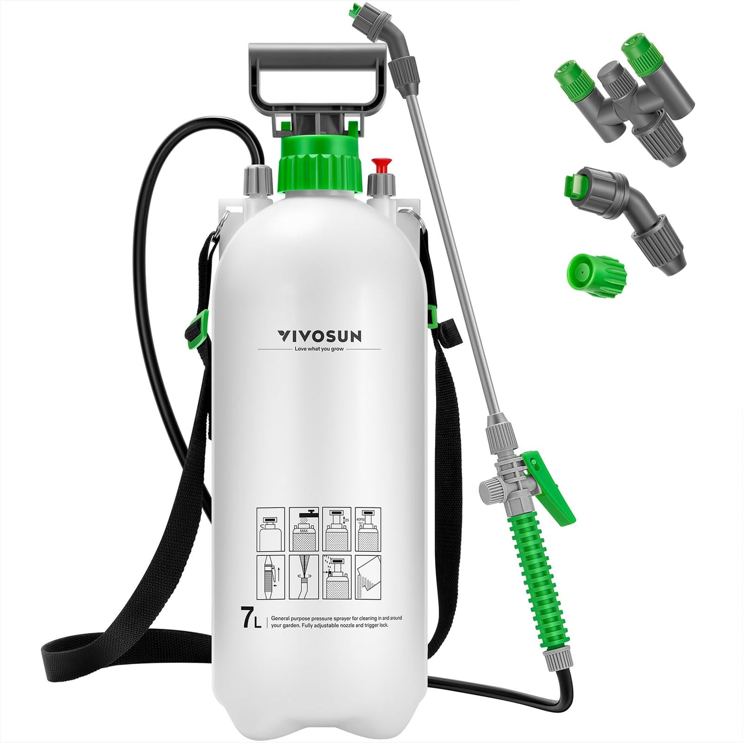 VIVOSUN 1 Gal/4L Pump Sprayer, Garden Water Sprayer for Plants, Weeds & Lawn Care, with 3 Nozzles, 50'' Long Hose & Pressure Relief Valve