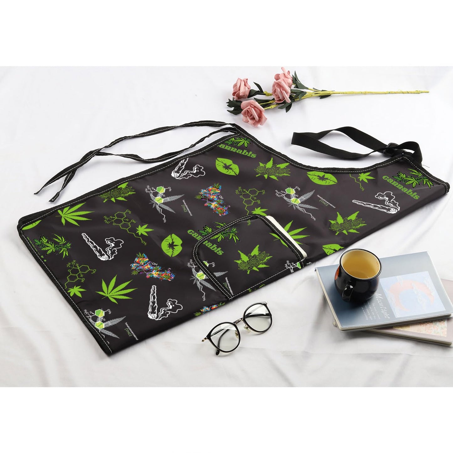 MBMSO Weed Apron with Pockets Inhale the Good Shit Exhale the Bullshit Marijuana Leaf Apron Cannabis Aprons Weed Lovers Gifts