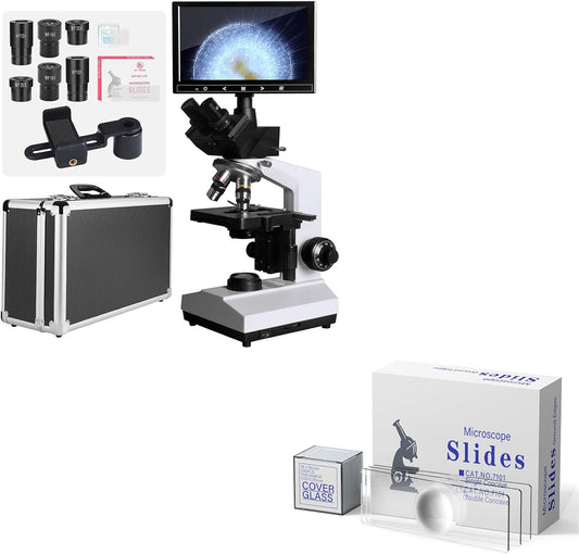 Darkfield Microorganism Model with 100 Pcs Single Concave Slides and Coverslips