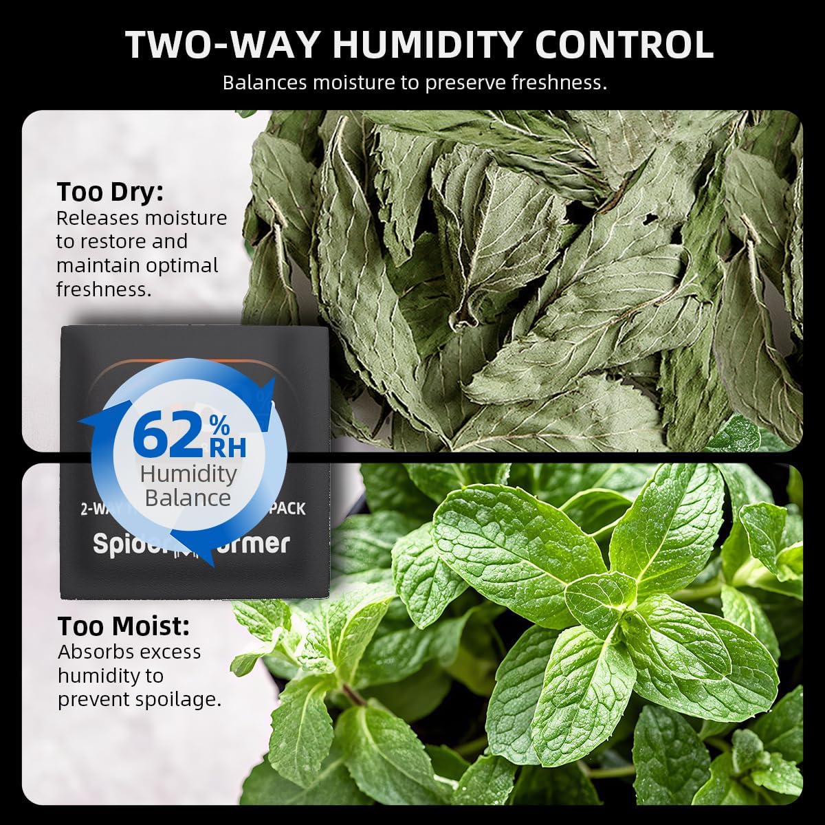 Spider Farmer 62% RH 8g Size Two-Way Humidity Control Packs, 10 Packs