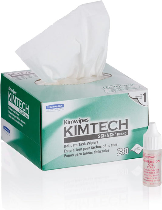 AmScope MLA-Kim Microscope Maintenance Kit - Ultra-Low Viscosity Immersion Oil and Kimwipes Wipers