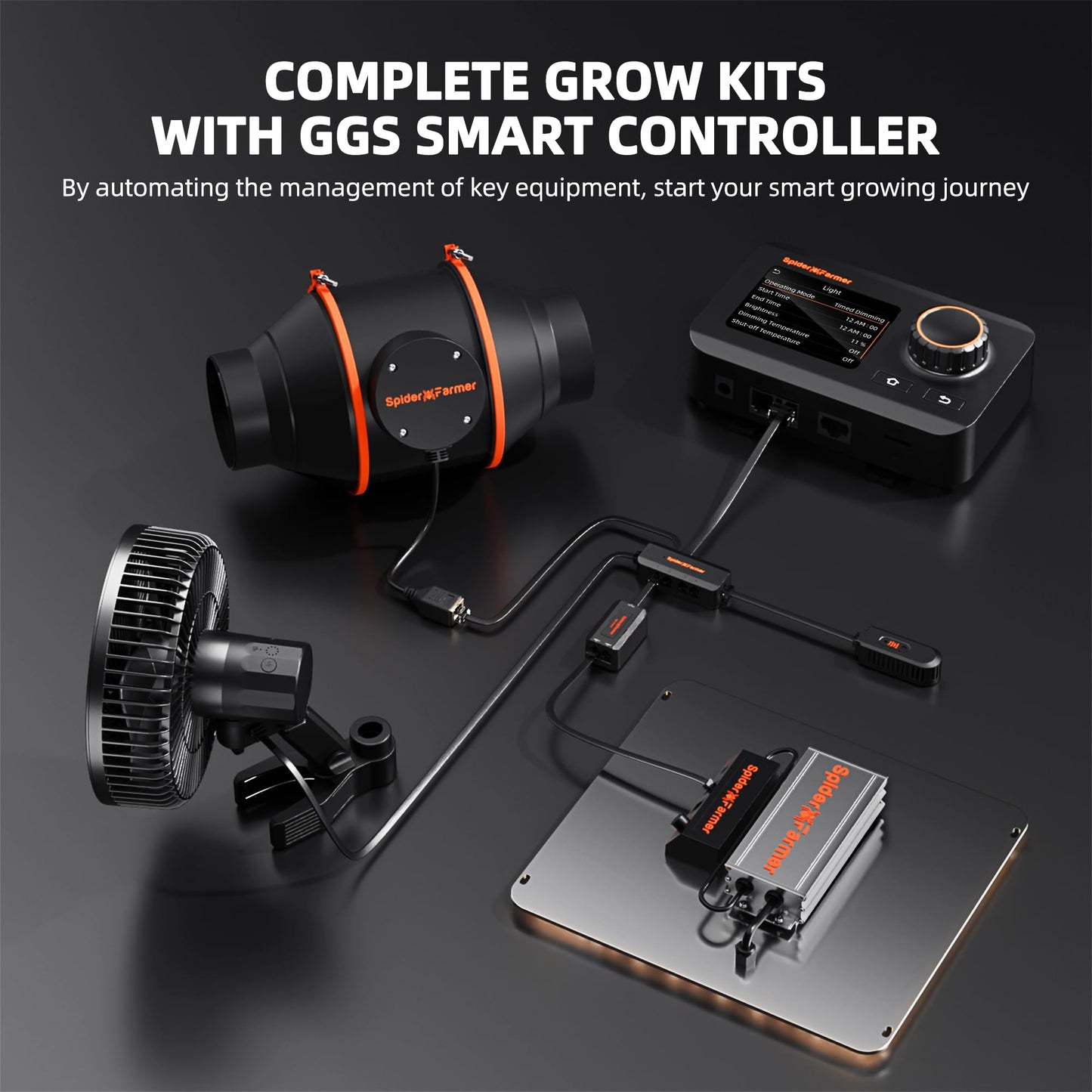 Spider Farmer Grow Tent Kit 2x2x5ft Complete System, SF1000D Samsung Diodes Full Spectrum LED Grow Light 24"X24"X55" Indoor 1680D Mylar Tent with 4" Ventilation System & 6'' Clip Fan