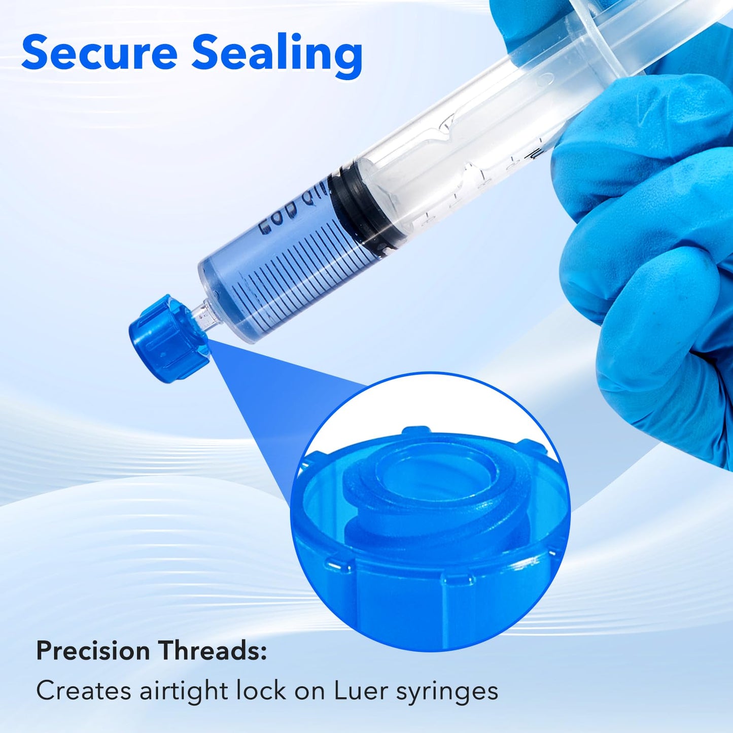 FOUR E'S SCIENTIFIC 300 pcs Syringe Tip Caps Blue