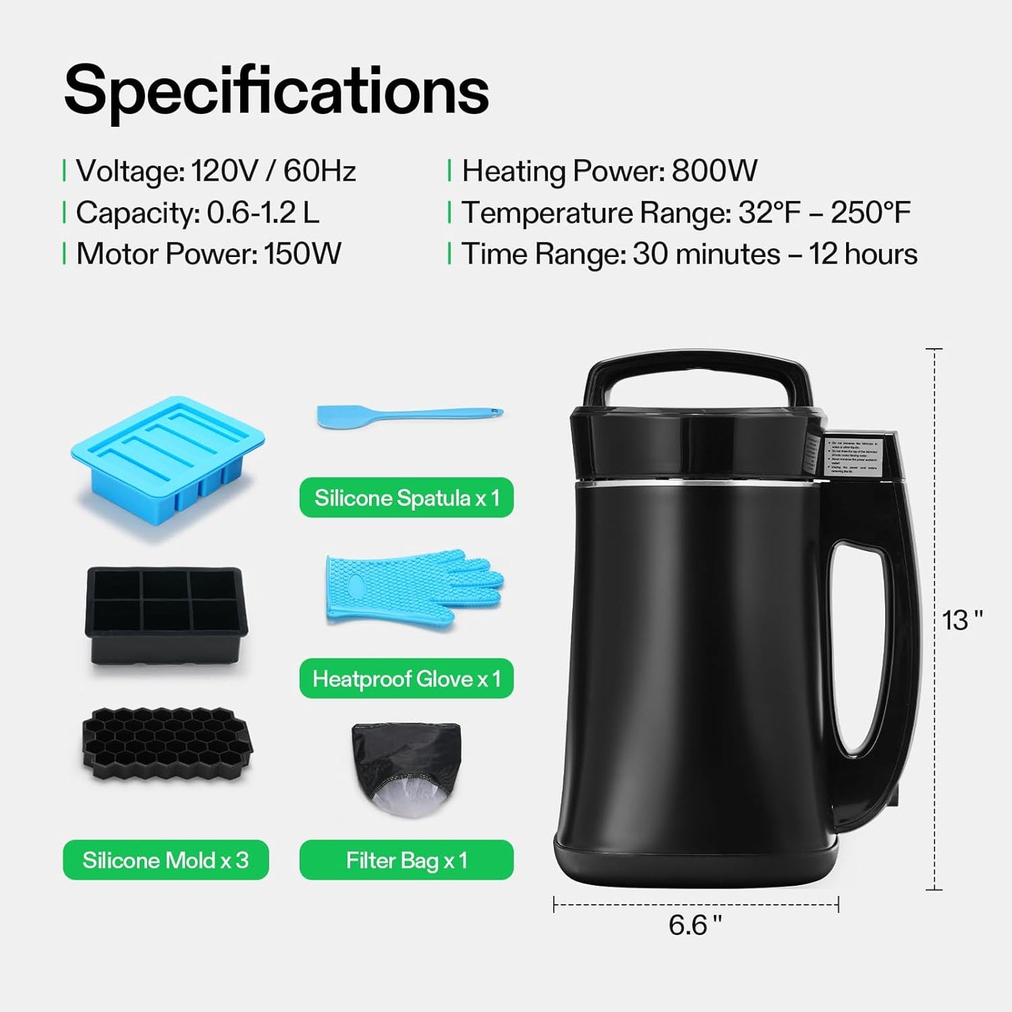 VIVOSUN Herbal Decarboxylation and Infusion Machine, Botanical Extractor and Infuser for Making Butter, Oil, and Tinctures, Includes Recipes and Complete Accessories