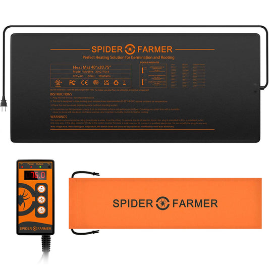 Spider Farmer Seedling Heat Mat 48"X20.75" and Digital Thermostat Controller Set Waterproof Durable for Indoor Gardening (MET UL Certified)
