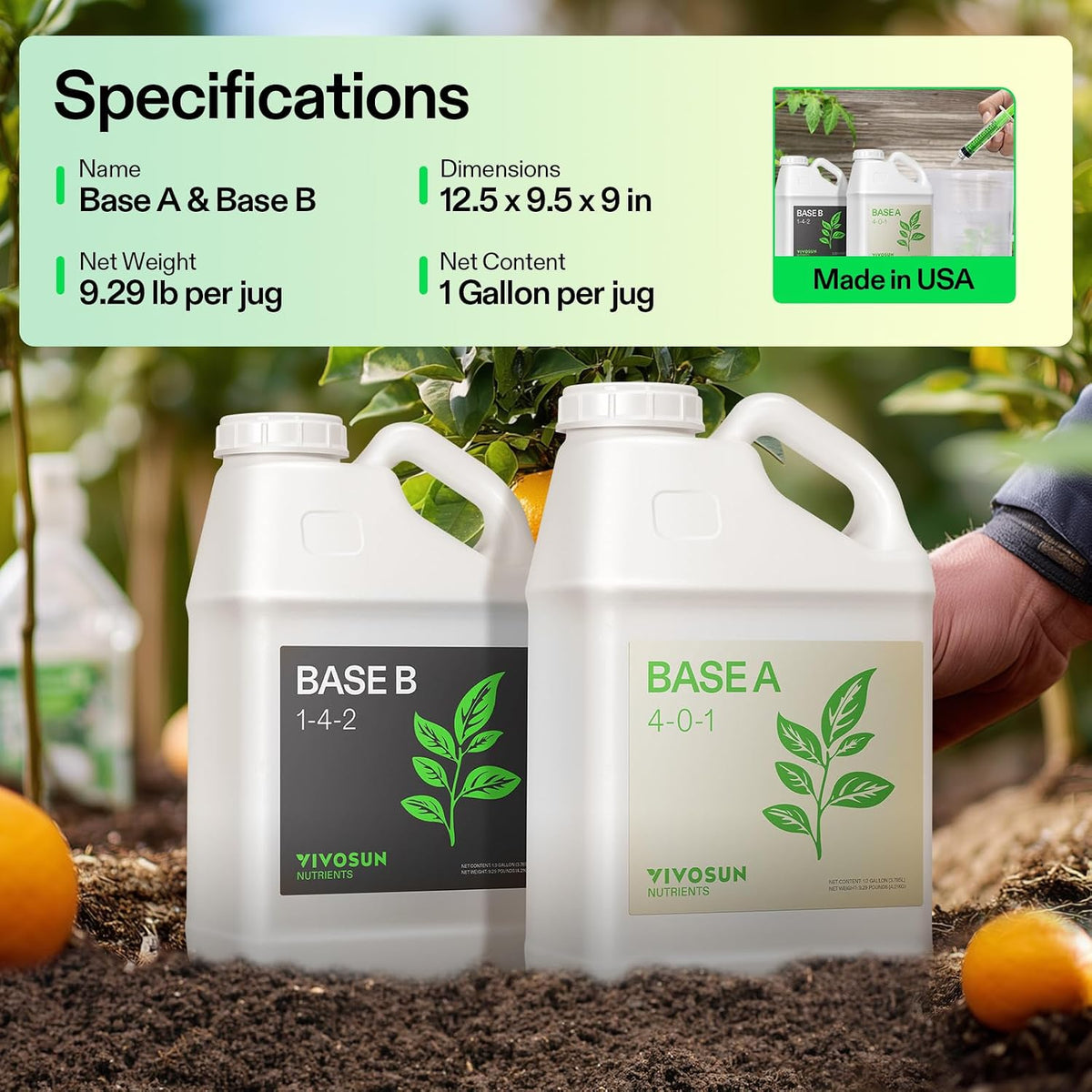 VIVOSUN Base A and B Liquid Nutrients, Size and Pack Options