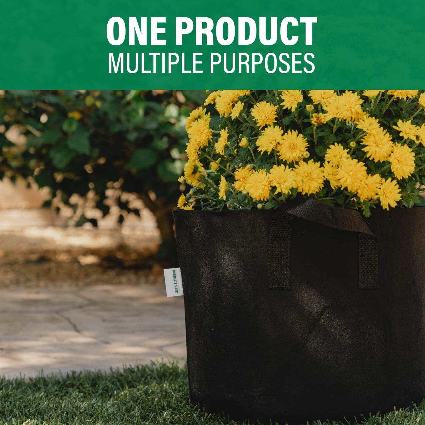 Humboldts Secret Fabric Grow Bags - Non Woven Fabric Plant Pots - Reusable Garden Bags - Plant Grow Bags for Indoor and Outdoor Plants - Thick Fabric Pots with Handles (5-Pack) (10 Gallon)