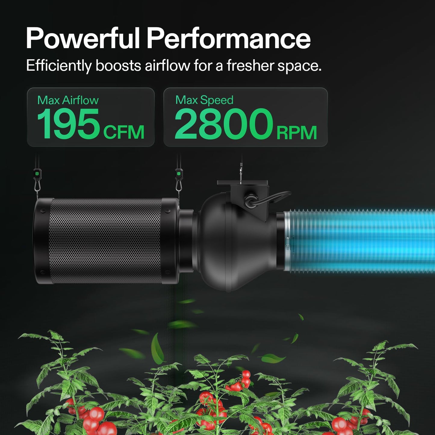 VIVOSUN D4 4 Inch 195 CFM Inline Duct Ventilation Fan HVAC Vent Blower for Hydroponics Grow Tent