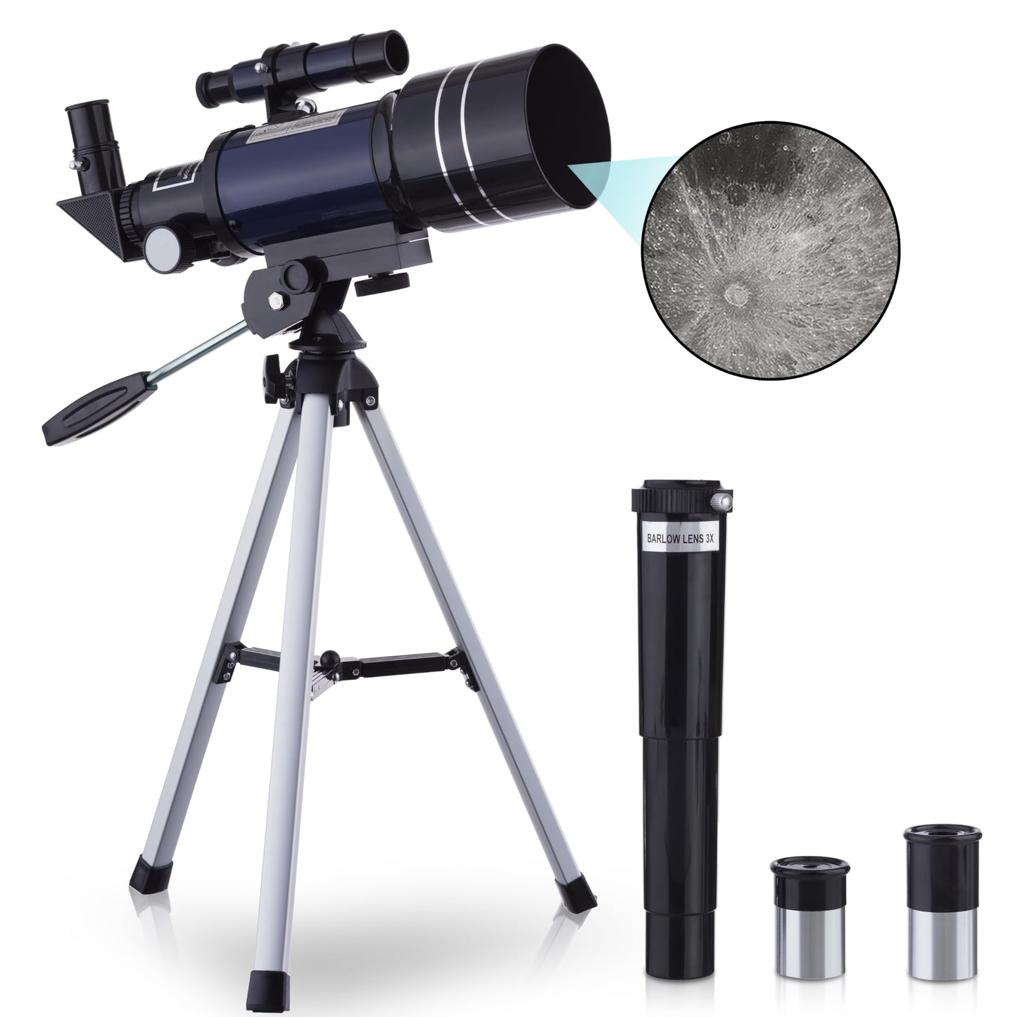 AmScope 120X-1200X 52-pcs Beginner Microscope STEM Kit with Metal Body Microscope, Plastic Slides, LED Light and Carrying Box (M30-ABS-KT2-W),White