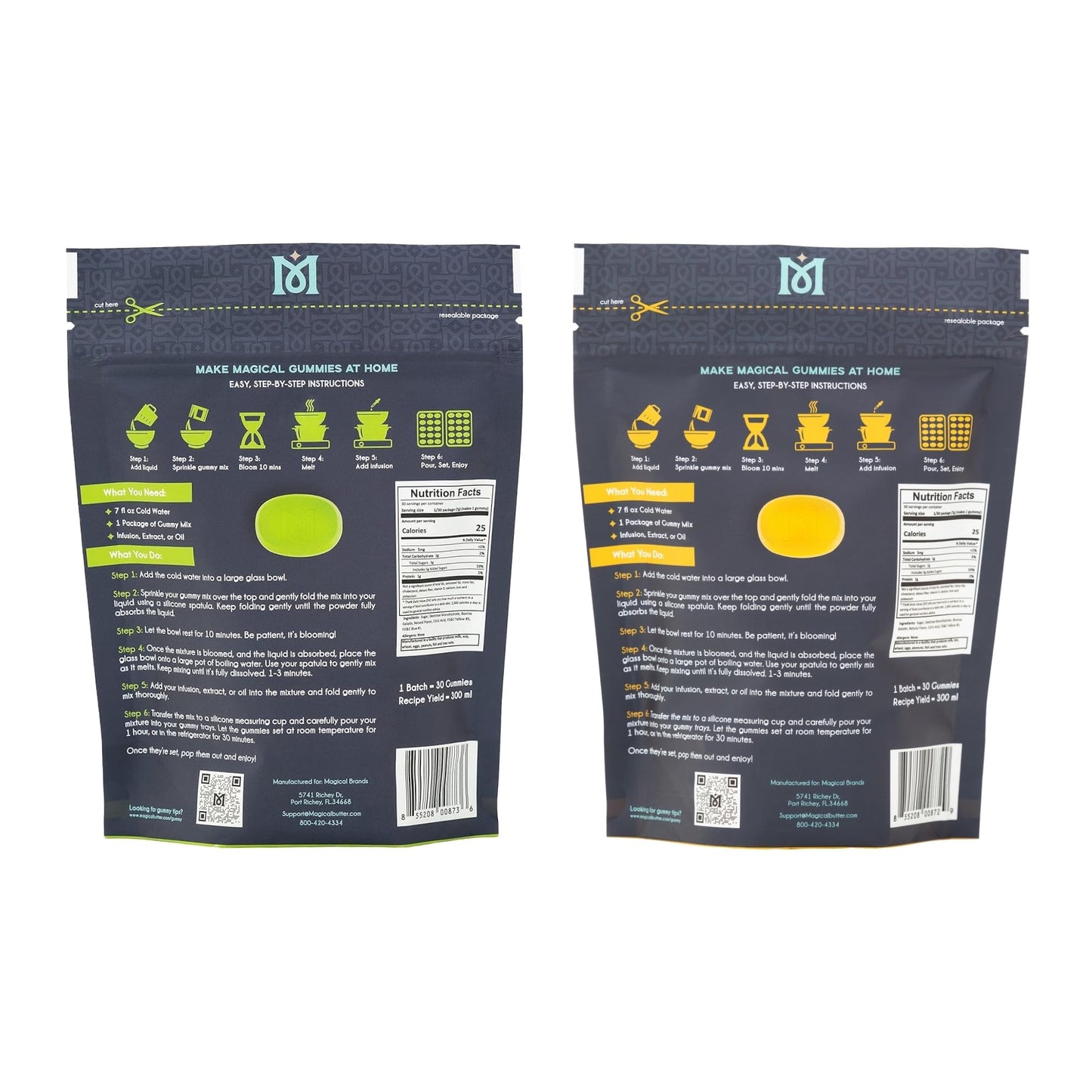 Magical Butter Gummy Mix & Silicone Mold Kit – Mango & Watermelon Normal Mix with 10 mL Gummy Mold – Fruity Gelatin Powder Candy Making Set