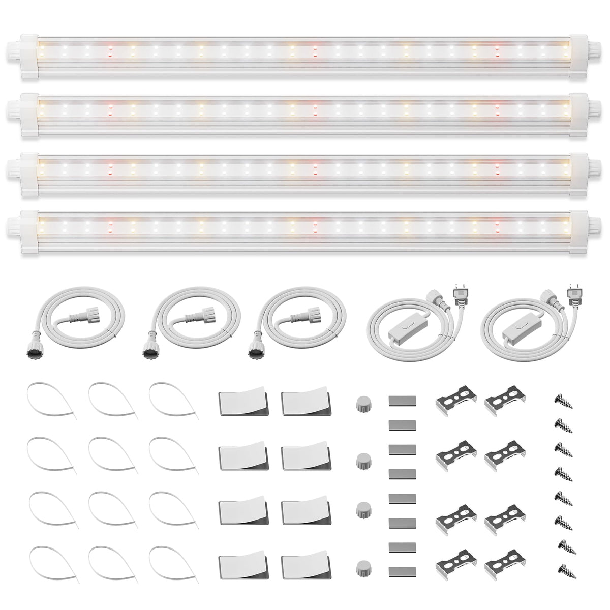 Spider Farmer 1FT LED Grow Lights for Indoor Plants,Full Spectrum (3000K+5000K+660nm),40W (4x10W,200W Equivalent),3-Level Dimmable,IP65 Waterproof,Linkable Design,Plant Light Strip for Shelve,4-Pack