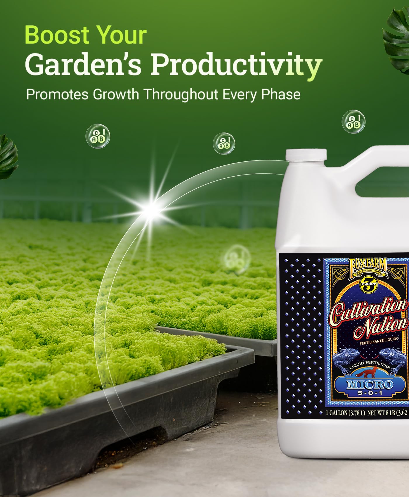 FoxFarm Cultivation Nation Micro Liquid Fertilizer - Micronutrients for Strong Plant Development, Ideal for Soil, Hydroponics & Aeroponics - Part 2 of 3-Part Feeding Program- NPK 5-0-1 (Gallon)