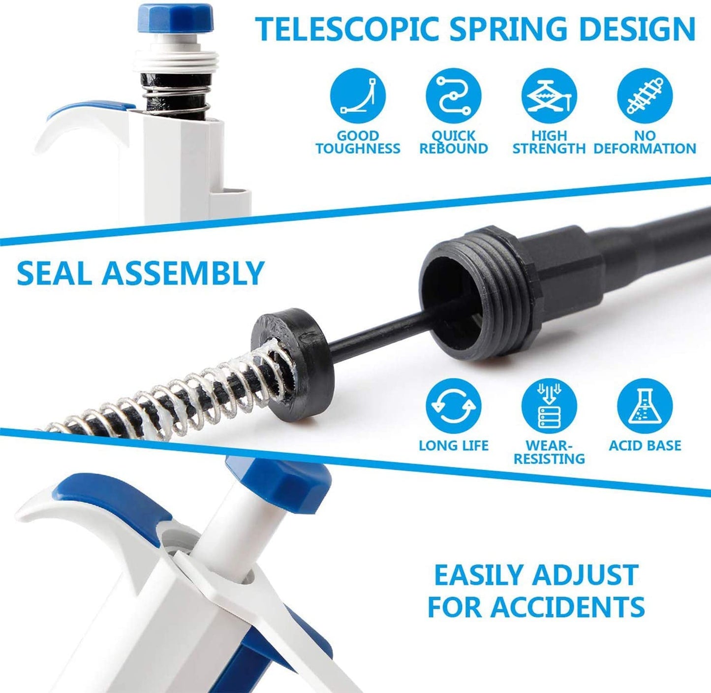 FOUR E'S SCIENTIFIC 1-10ML Single-Channel Pipettor Adjustable Variable Volume Micropipette High Accurate Pipettor for Laboratory