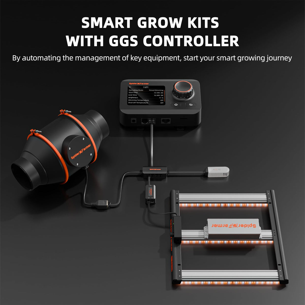 Spider Farmer 3x3x6ft G3000 Complete Grow Tent Kit with GGS AC5 Power Strip
