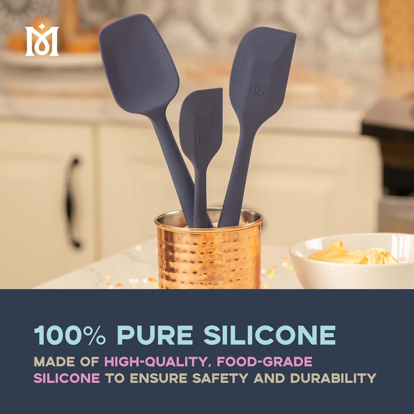 MAGICAL BUTTER Silicone Spatulas 3-Pack - Heat-Resistant & Dishwasher-Safe Kitchen Tools - Spatulas & Spoonula with Non-Slip Grip - Easily Combine Ingredients & Remove Mixtures from Molds & Trays
