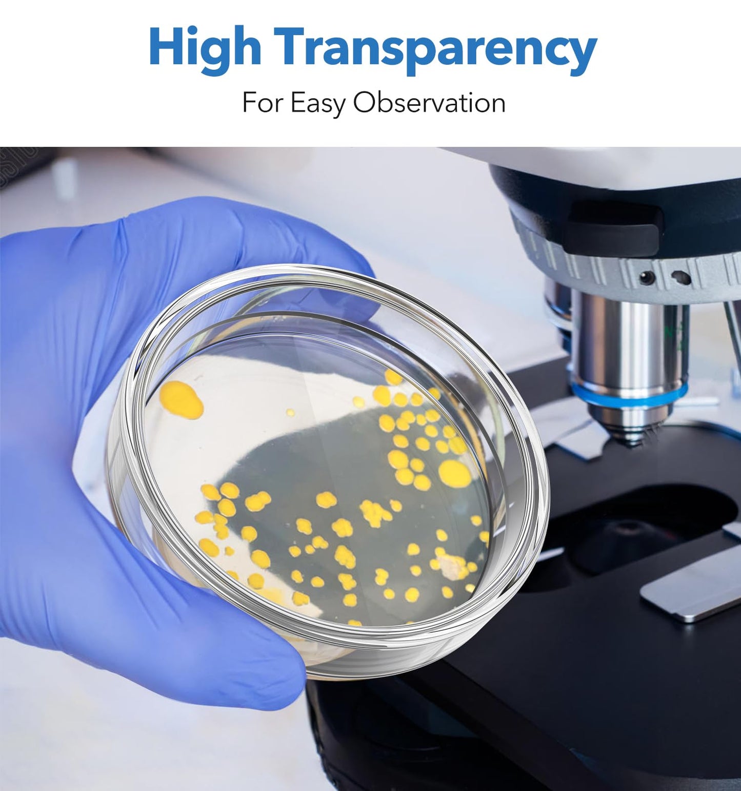 FOUR E'S SCIENTIFIC 60mm Glass Petri Dishes with Lids, High Borosilicate Glass Culture Dishes for Laboratory, Science Project, School, Pack of 5