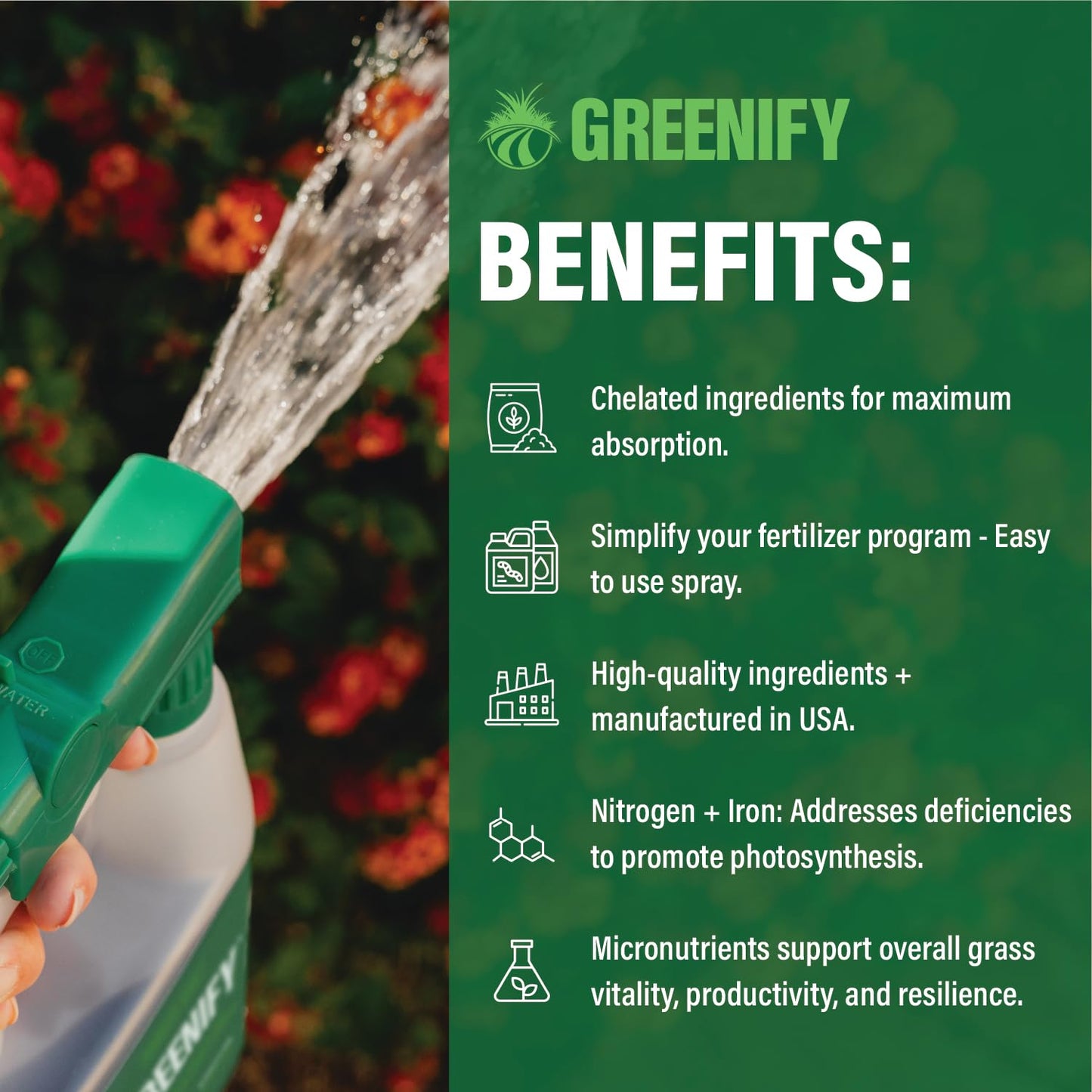 Humboldts Secret Greenify | 12-0-0 Nitrogen & 6% Iron Liquid Lawn Fertilizer | Concentrated Fertilizer Spray - Liquid Nitrogen Fertilizer - Chelated Iron Fertilizer, Liquid Iron for Lawn | 32 oz