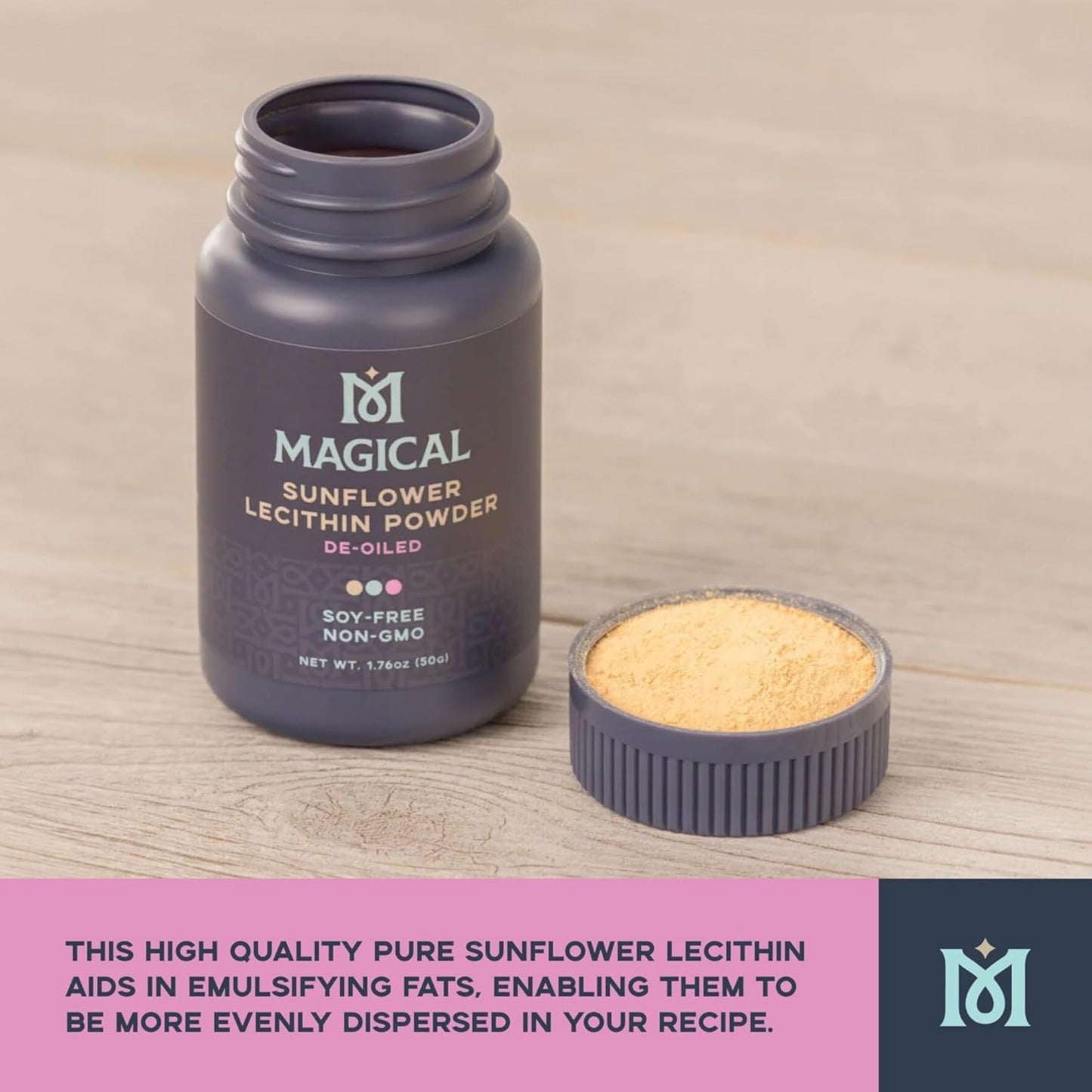 MAGICAL BUTTER Sunflower Lecithin Powder 2-Pack – Soy-Free, Non-GMO, Vegan & Kosher Emulsifier for Baking, Butter & Oil Stabilizer – 1.76 oz Each