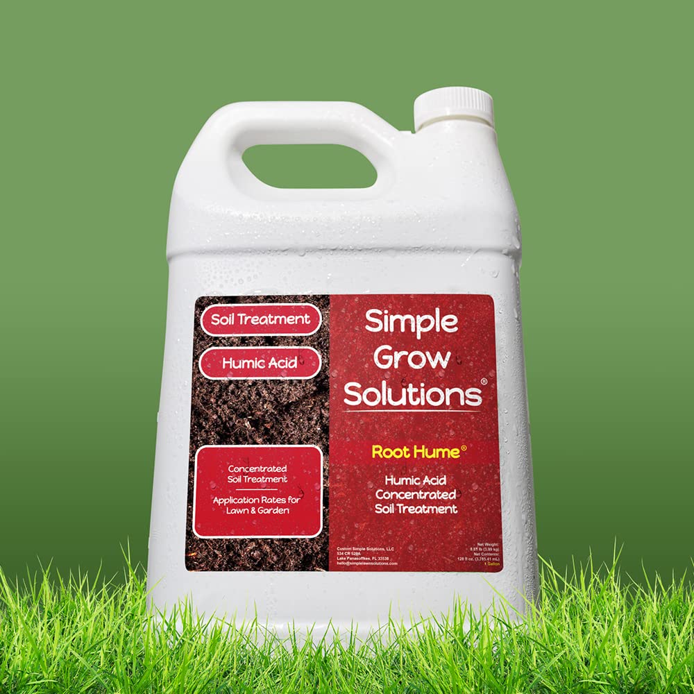Organic Humic Acid Blend for Lawn and Garden - Root Hume - Concentrated Liquid Soil Conditioner for All Grass Types -Simple Lawn Solutions- OMRI Organic - Use with Fertilizer Program (2.5 Gallon)