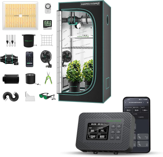 MARS HYDRO 3x3 Grow Tent Kit Complete System with Newly Upgraded Digital Intelligent Temperature and Humidity Controller