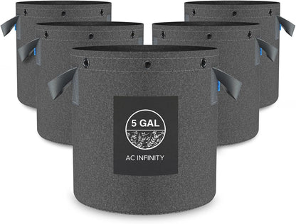 AC Infinity Heavy-Duty 500G Fabric Pots, 5 Gallon Grow Bags 5-Pack