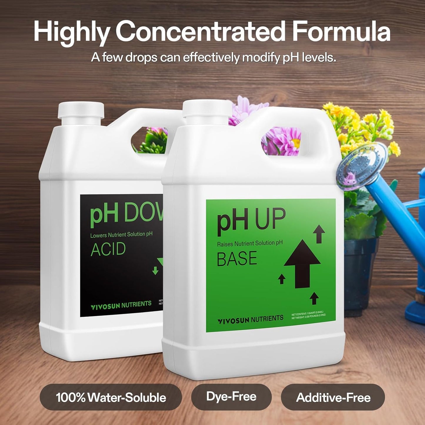 VIVOSUN pH Up & pH Down Kit, 1 Quart Each, pH Control Kit for Balanced pH Level and Optimal Nutrient Uptake, pH Adjuster Liquid Fertilizer for All Plants and All Growing Systems