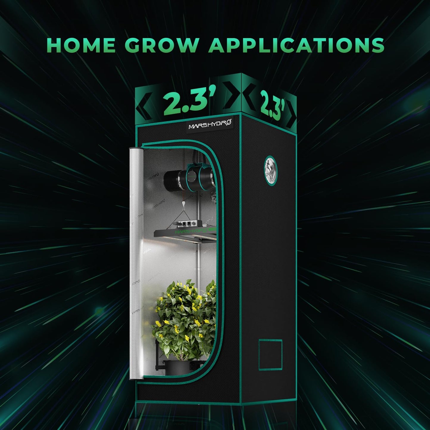 2025 New Version MARS HYDRO FC-E3000 300Watt LED Grow Light 3X3ft Full Spectrum Grow Light Bar, Smart Dimmable & Integrated Grow Lampe for Veg Bloom Flower, Achieve 2.8 umol/J