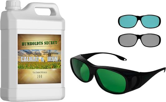 Humboldts Secret Calcium, Magnesium, and Iron Supplement Liquid Nutrient Fertilizer (32 oz) w/Grow Room Glasses | Interchangeable Magnetic Sunglasses with UVA/UVB Blocking Protection