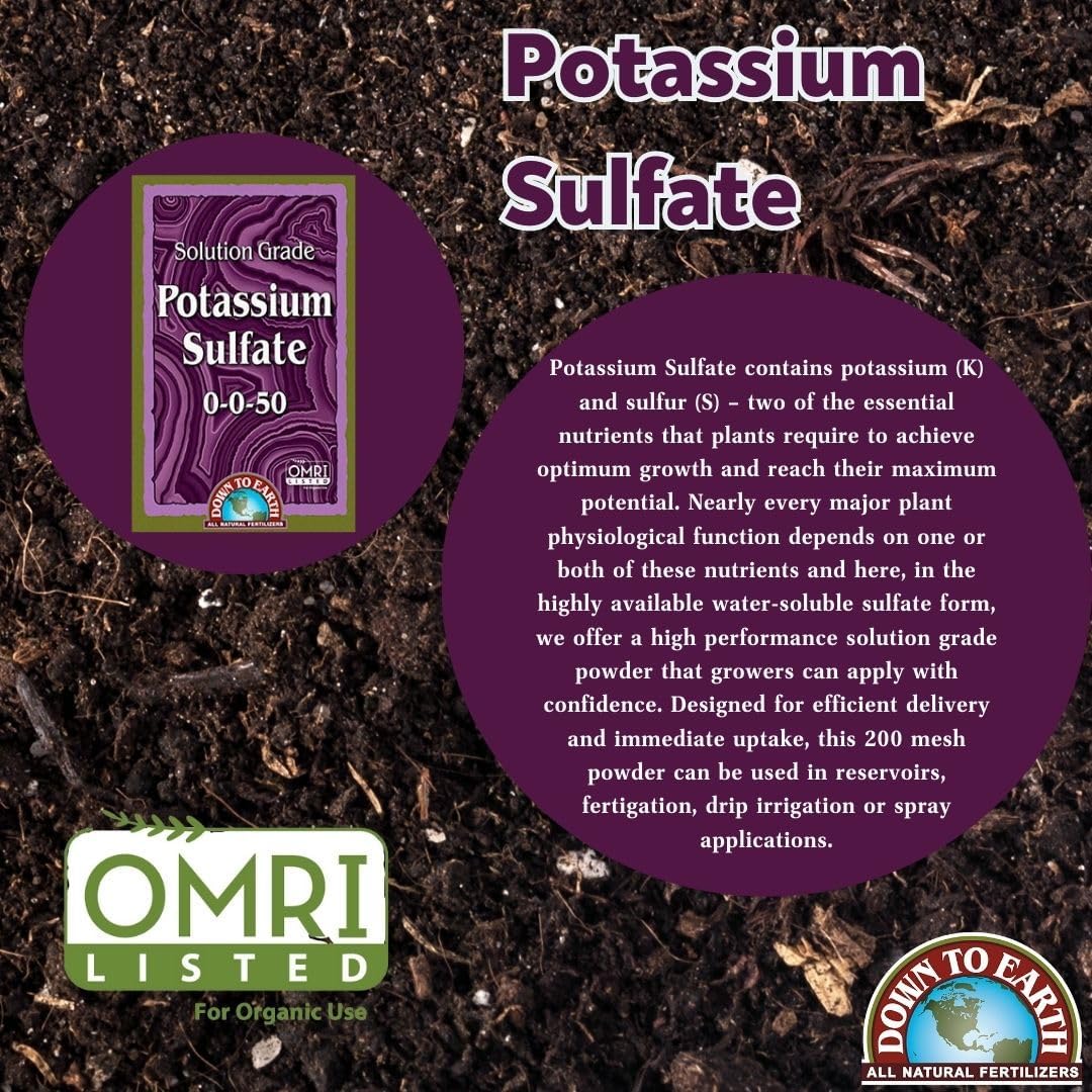 Down to Earth OMRI Organic Solution Grade Potassium Sulfate 0-0-50, 1 lb