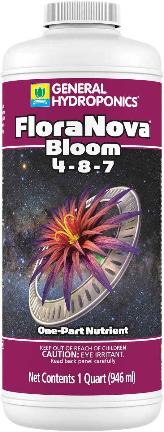 General Hydroponics FloraNova Grow 7-4-10, Robust Strength of Dry Fertilizer But in Rapid Liquid Form, Use for Hydroponics, Soilless Mixtures, Containers & Garden Grown Plants, 1-Quart
