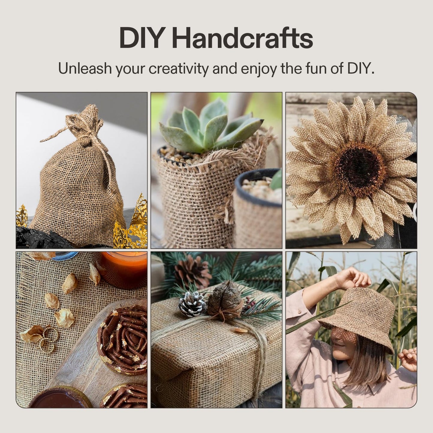 VIVOSUN 40 in x 13 ft Burlap Fabric, High Density Natural Jute Fiber, Multipurpose Burlap for Gardening, Outdoor Plant Care, Weed Barrier, DIY Crafts, and Decoration