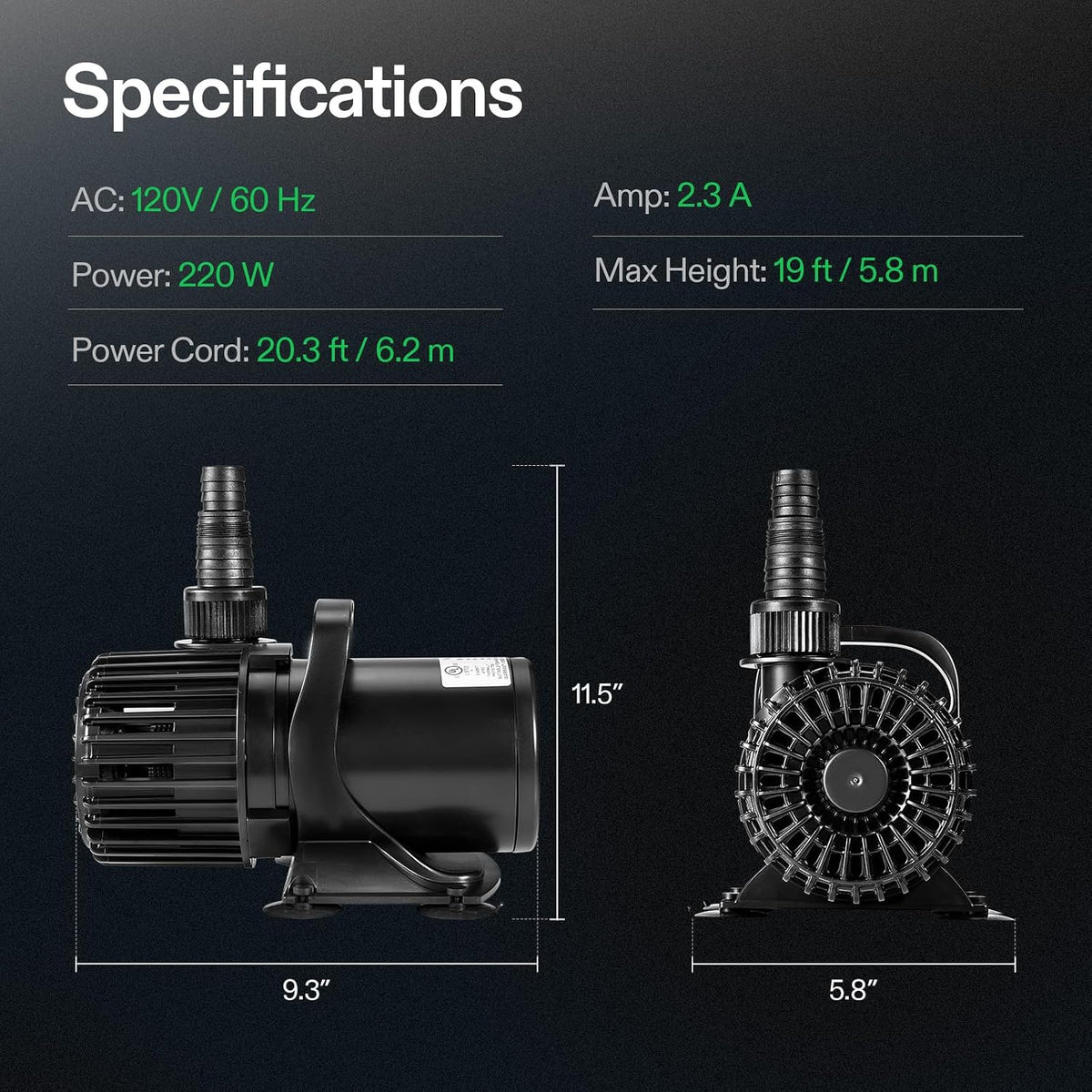 VIVOSUN Submersible Water Pumps, Multiple Flow Options