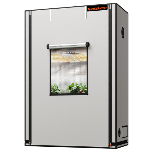 Spider Farmer Pro Series 4.6x2.3x6.6 Grow Tent, 55"x28"x80" with Roll-up Door, Observation Window Floor Tray, 2000D Thicken Mylar Canvas, 4x2 for Hydroponic Indoor Growing for SF2000, SE4500, G4500