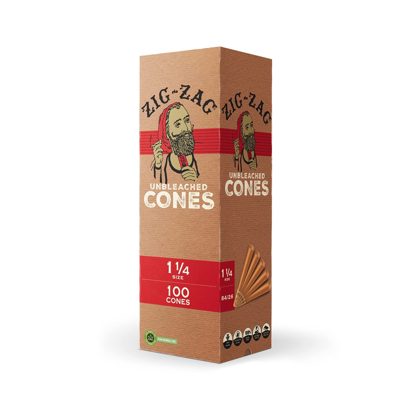 ZIG-ZAG 1 ¼-Inch Pre Rolled Cones - 50 Pack - Natural Unbleached Rolling Papers - Easy to Use & Convenient Bulk Pack- prerolled