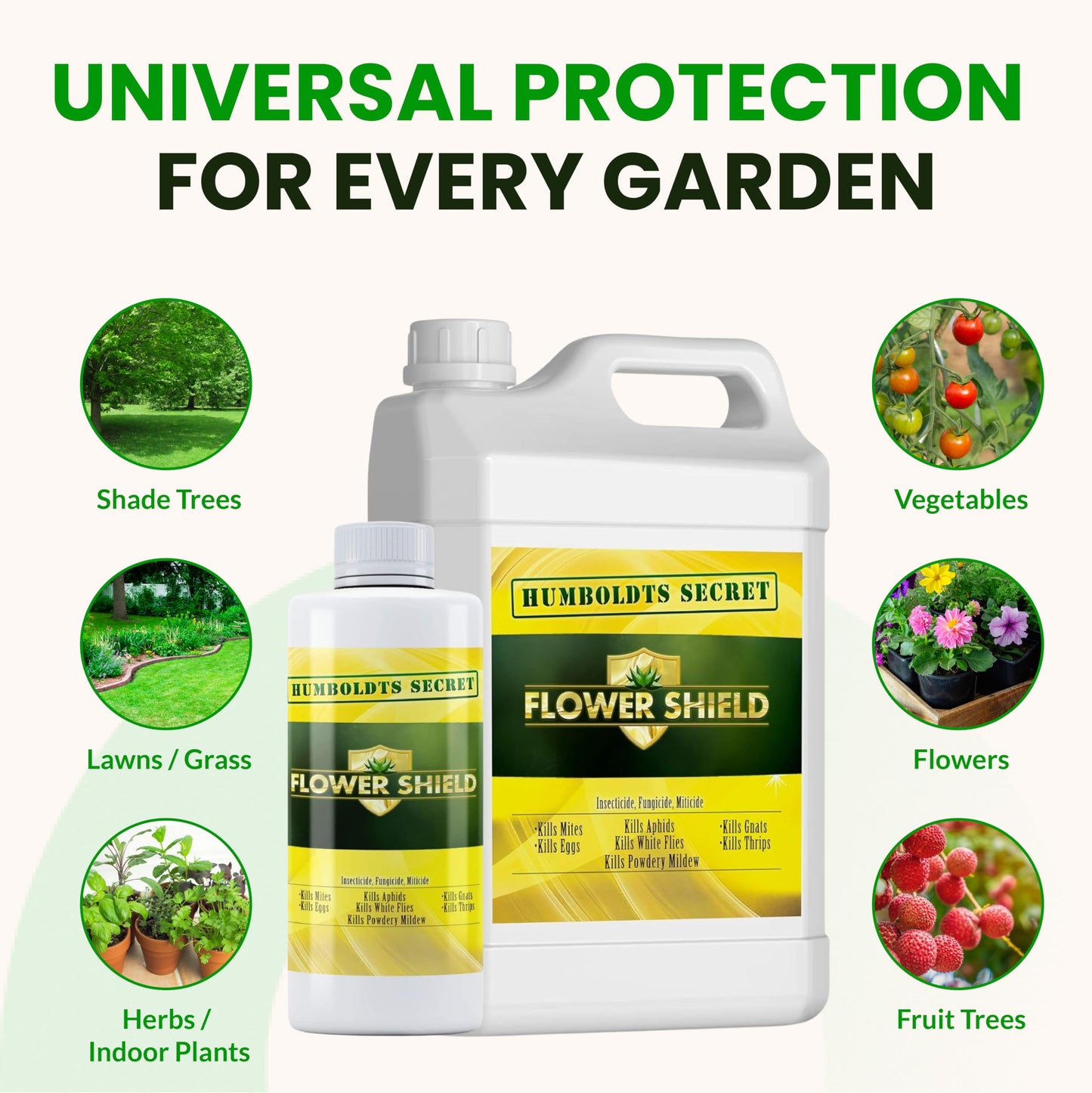Humboldts Secret Flower Shield | Insecticide, Pesticide, Miticide, Fungicide | Bug Spray for Plants | Spider Mite & Powdery Mildew Control | Indoor & Outdoor | Houseplant & Garden | 8 Ounce