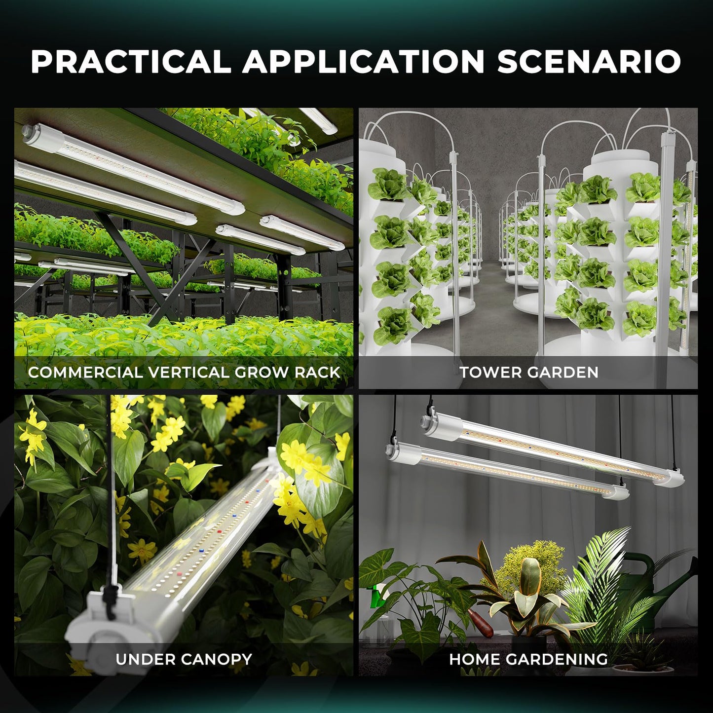 MARS HYDRO VG80, 4ft Led Grow Lights for Indoor Plants, 5000K Full Spectrum, 2x4 Coverage, IP65 Waterproof Linkable Under Canopy Plant Light Strip for Seedling Veg Flower (2x40W, 450W Equivalent)