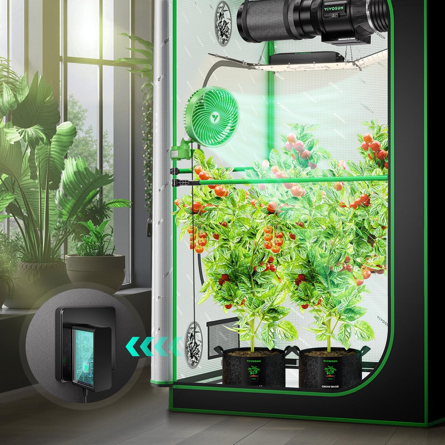 VIVOSUN AeroWave E6 Gen2, Grow Tent Clip Fan 6”, EC Motor, Smart Control, Powerful Oscillating Fan, Local Timer, Weatherproof IP54, for Hydroponics Circulation Cooling, Black