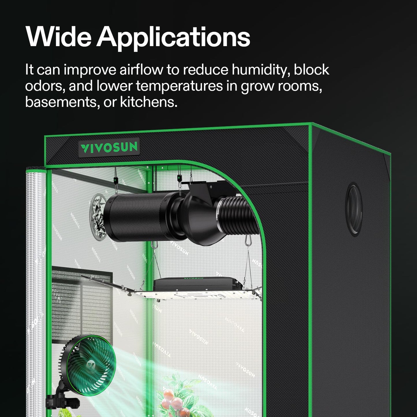 VIVOSUN D4 4 Inch 195 CFM Inline Duct Ventilation Fan HVAC Vent Blower for Hydroponics Grow Tent