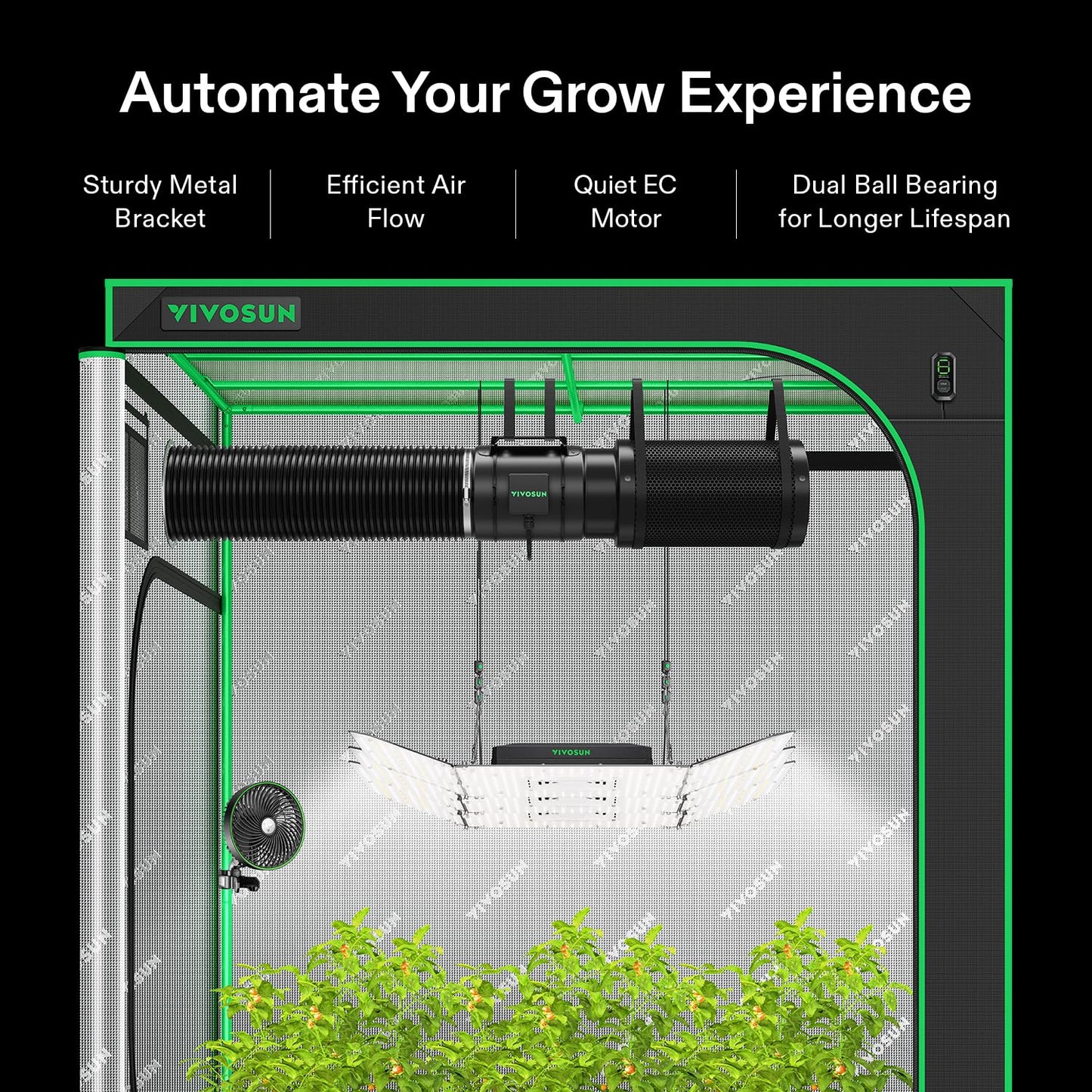 VIVOSUN Smart Air Filtration G4 Kit 4", AeroZesh G4 Inline Duct Fan with E12 Speed Controller, Carbon Filter & 8' Ducting, Cooling & Ventilation System for Grow Tents, Indoor Gardening, Hydroponics