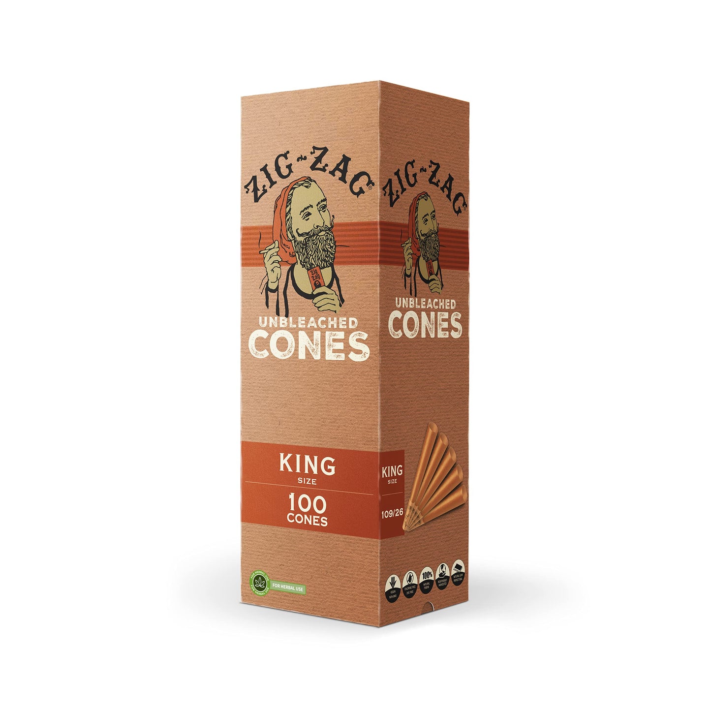 ZIG-ZAG 1 ¼-Inch Pre Rolled Cones - 50 Pack - Natural Unbleached Rolling Papers - Easy to Use & Convenient Bulk Pack- prerolled