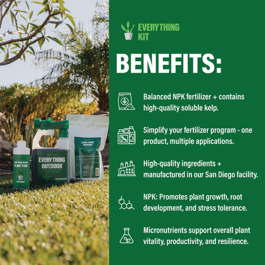 Humboldts Secret Everything Kit 3-in-1 NPK Nitrogen Phosphorus Potassium with Kelp - Everything Indoor Plant Food 3-3-3, Everything Outdoor 5-5-5, and Everything Growing 20-20-20 (The Everything Kit)
