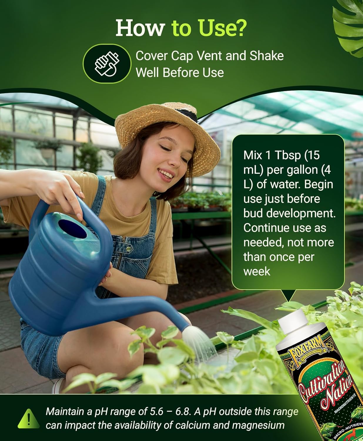 Fox Farm Cultivation Nation Cal-Mag Supplement - Formula with 3% Calcium & 1% Magnesium for Flowering & Fruiting, Ideal for Hydroponics, Soil, & All Growing Environment, NPK 4-0-0 (1 Pint)