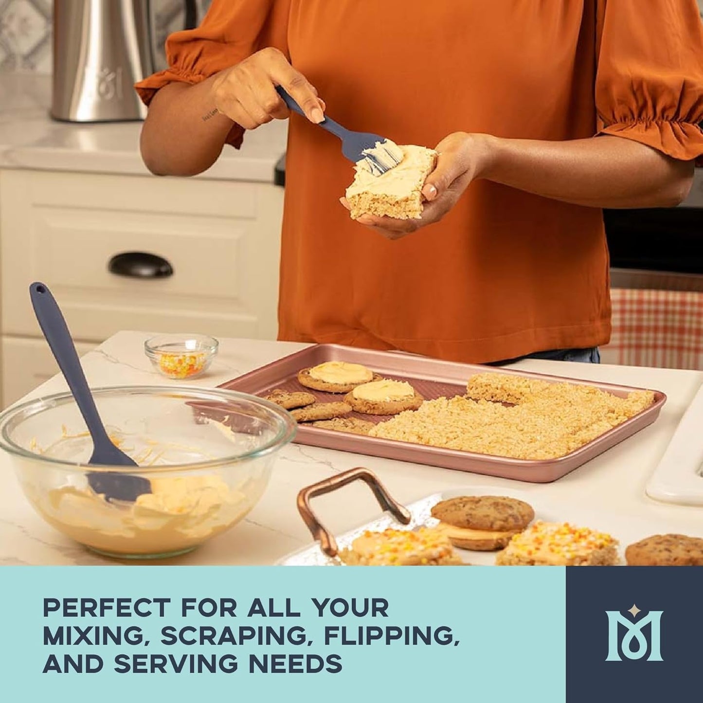MAGICAL BUTTER Silicone Spatulas 3-Pack - Heat-Resistant & Dishwasher-Safe Kitchen Tools - Spatulas & Spoonula with Non-Slip Grip - Easily Combine Ingredients & Remove Mixtures from Molds & Trays