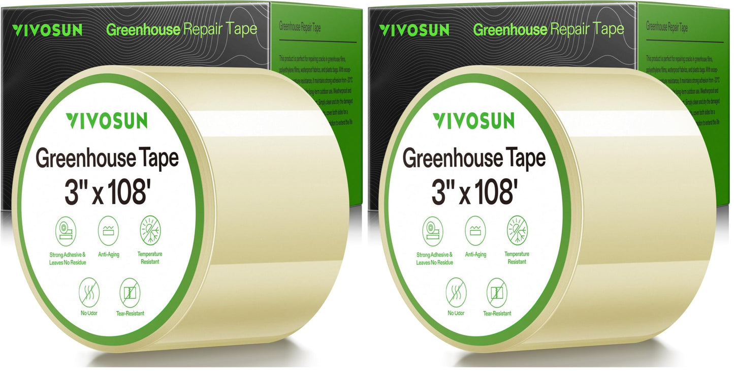 VIVOSUN Greenhouse Repair Tape, 6.3 mil 3" x 108' Weatherproof Clear Poly Patch Tape, Heavy Duty Greenhouse Sheeting Coverings Film Tape for Plastic Sheeting and Tents