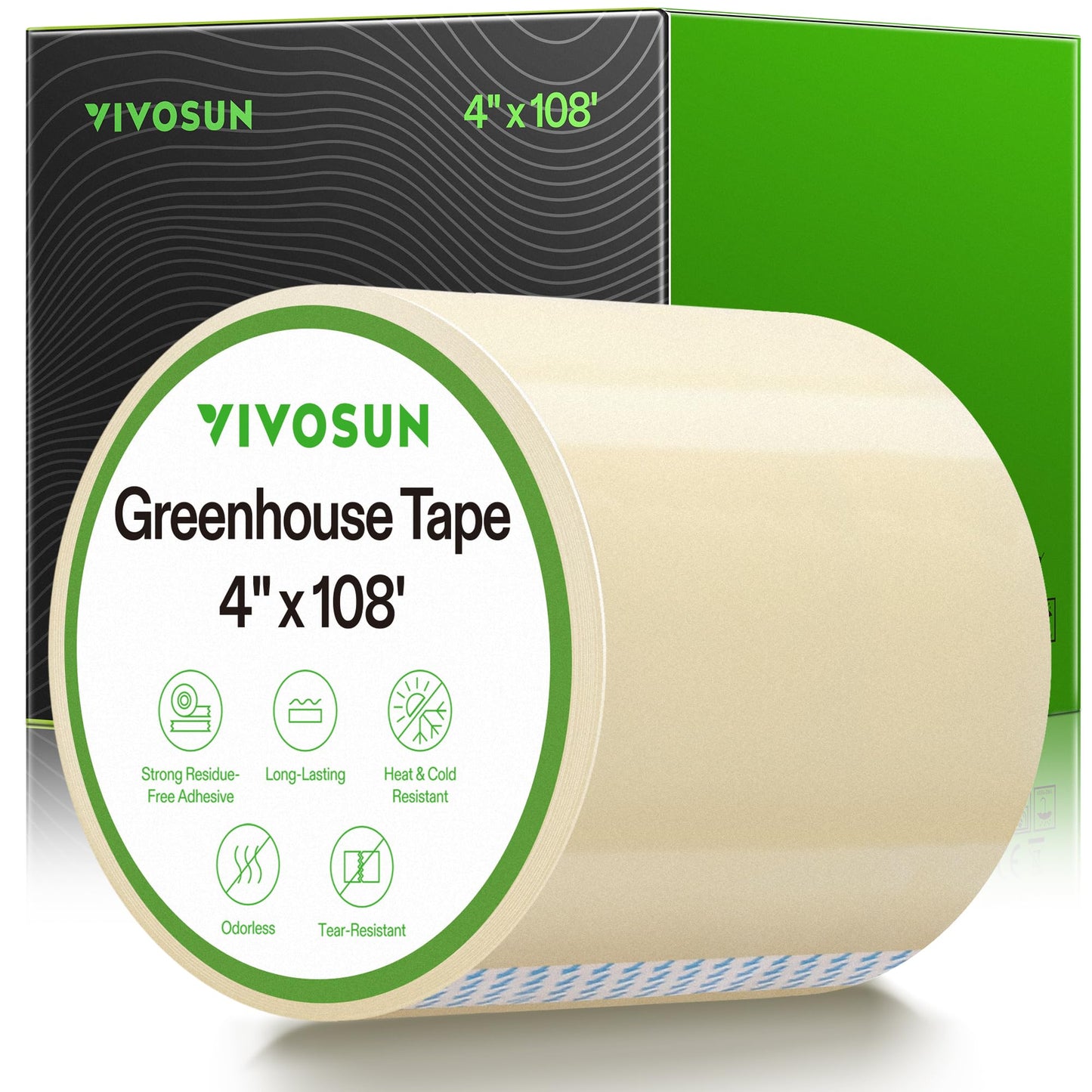 VIVOSUN Greenhouse Repair Tape, 6.3 mil 3" x 108' Weatherproof Clear Poly Patch Tape, Heavy Duty Greenhouse Sheeting Coverings Film Tape for Plastic Sheeting and Tents