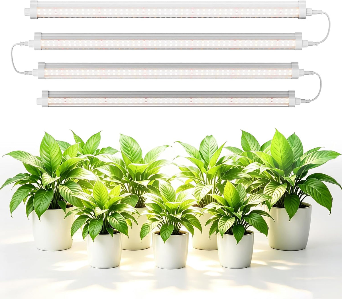 Spider Farmer 1FT LED Grow Lights for Indoor Plants,Full Spectrum (3000K+5000K+660nm),40W (4x10W,200W Equivalent),3-Level Dimmable,IP65 Waterproof,Linkable Design,Plant Light Strip for Shelve,4-Pack